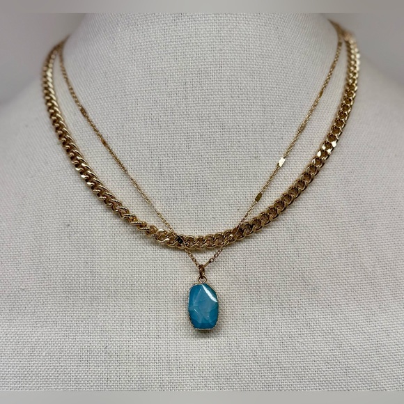 Bella Jack Jewelry - 🌟 Bella Jack Gold-Tone Layered Necklace w/ Blue Stone Pendant — Adjustable